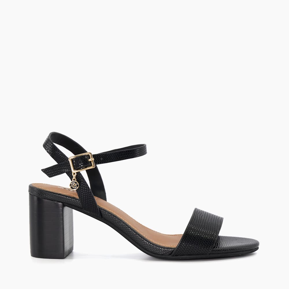 Jelly Schwarz Ledersandalen mit Blockabsatz Dune London